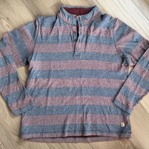 Jeremiah Striped Heathered Burgundy and Navy Striped Henley. Soft and Heavy Sz L